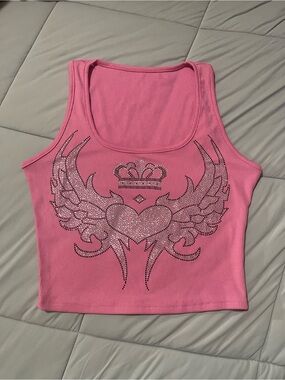 Y2K Pink Rhinestone stretchy crop top